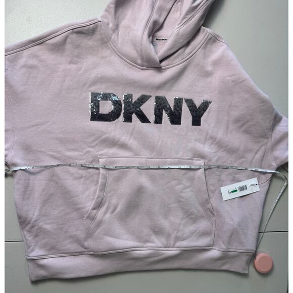 DKNY Sport Women's Sequin Pullover Fleece Hoodie ALLURE NWT SIZE L - Picture 11 of 12